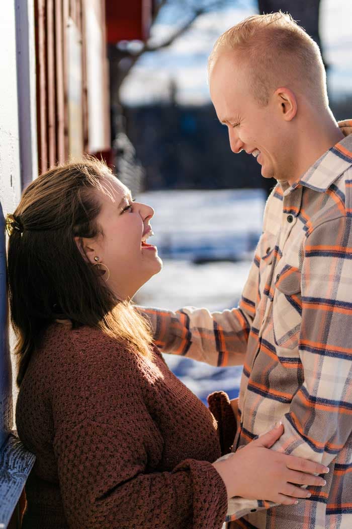 Couple looking at each other and laughing together